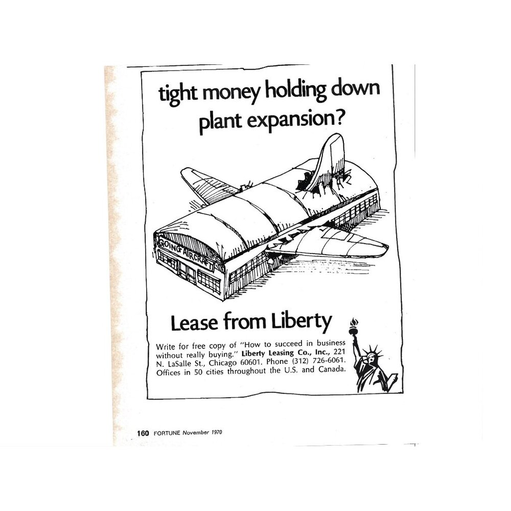 Vintage 1970 Fortune Magazine Print Ad For Liberty Leasing Co